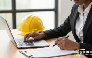Business owner reviewing recurring maintenance contracts and financial documents at a desk.