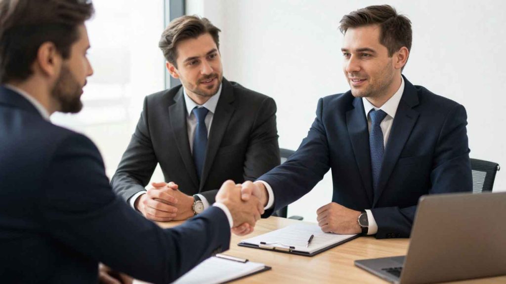 How-To-Sell-Your-Construction-Business Construction business brokers meeting with an owner to discuss a company sale.