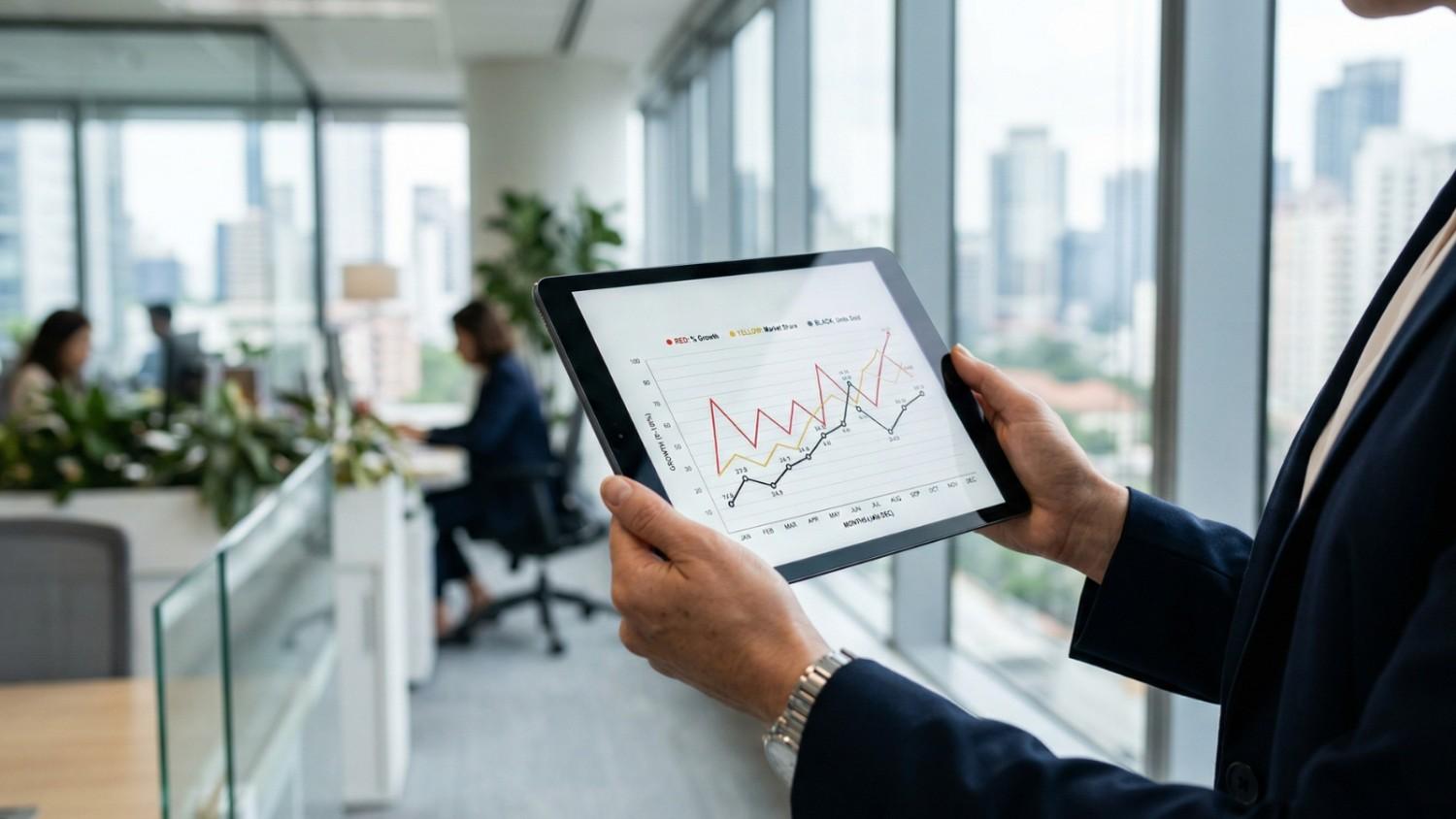 A professional analyzing trends in customer concentration and backlog.